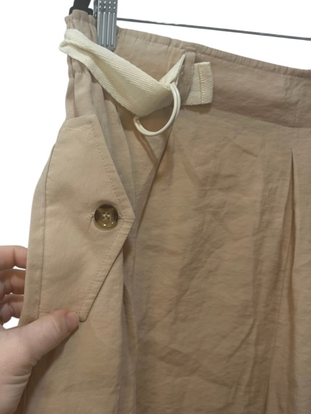 Anthropologie Safari Wide Leg Cargo Belt Flowy Pants in Tan Size Medium - Picture 8 of 14